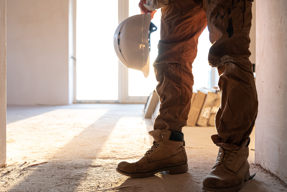 contractor holding hard hat